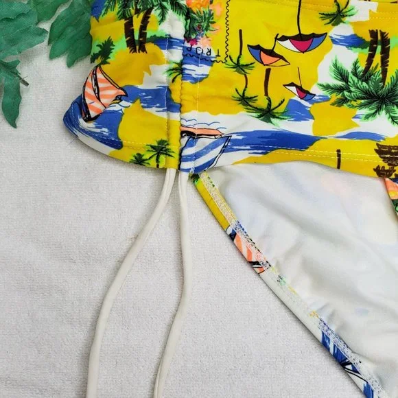 x new Swimsuit Bikini Bottom Ties Strings Ruched OP Jrs XL 15 17 Adjustable NWT - Picture 3 of 10